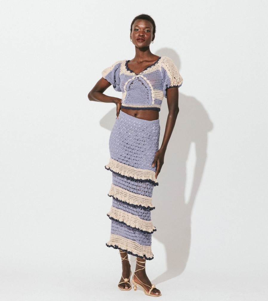 Online Cleobella Serena Crochet Ankle Skirt | Blue Multi