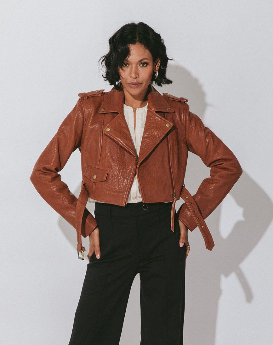 Wholesale Cleobella Leather Jacket | Cognac