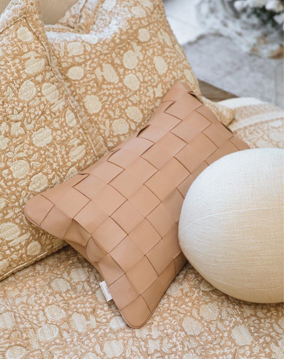 Best Cleobella Leather Lumbar Pillow | Beige