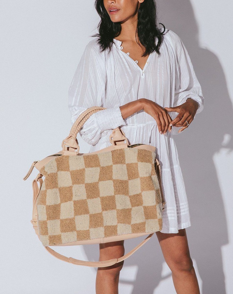 Online Cleobella Weekender | Checkered Beige