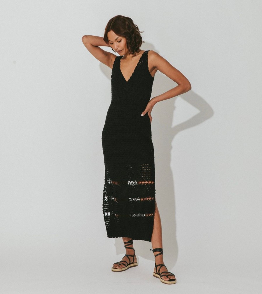 Hot Cleobella Diah Crochet Midi Dress | Black