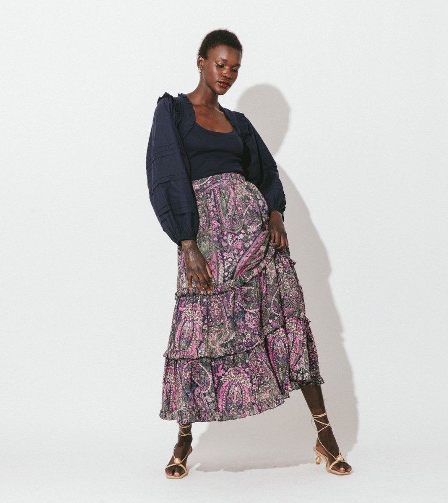 Hot Cleobella Darcy Ankle Skirt | Caymen Paisley Purple