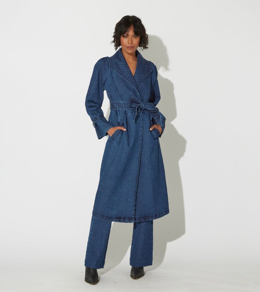 Clearance Cleobella Cara Trench | Medium Wash Indigo