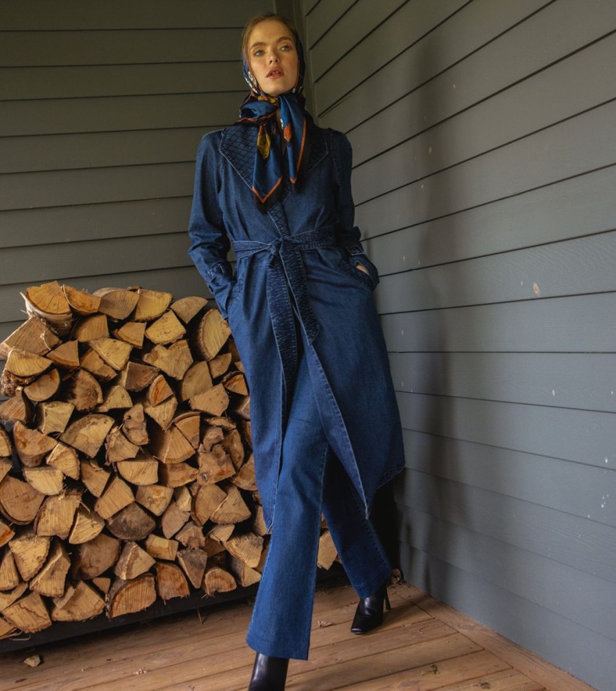 Clearance Cleobella Cara Trench | Medium Wash Indigo