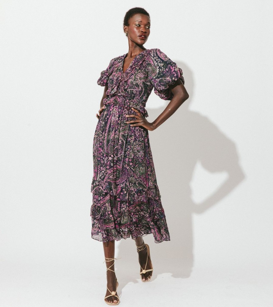 Best Cleobella Callista Midi Dress | Caymen Paisley Purple