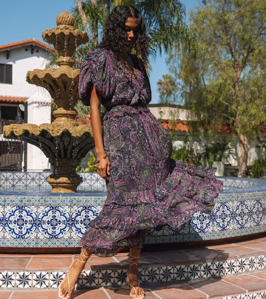 Best Cleobella Callista Midi Dress | Caymen Paisley Purple