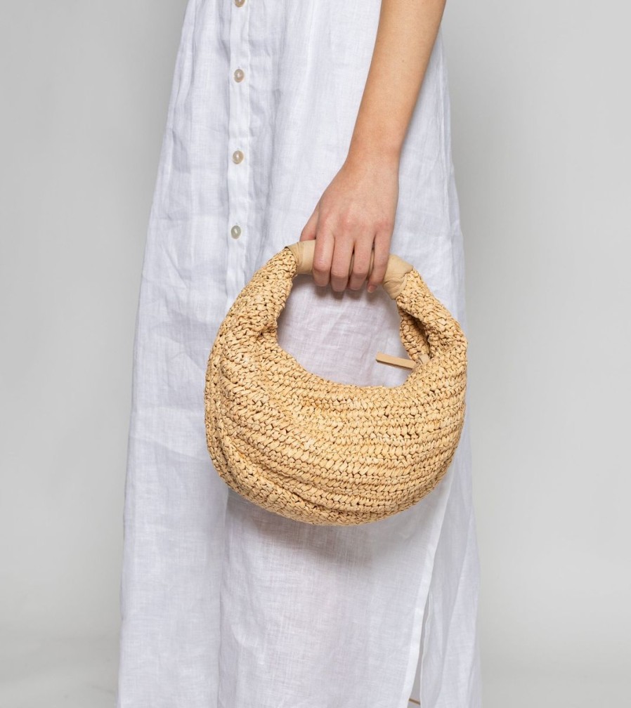 Clearance Cleobella Nalini Raffia Hobo Handbag | Deep Natural